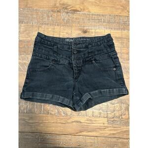 Mossimo Women’s Button Fly High Rise Denim Short Shorts Size 6/28 Dark Wash Jean
